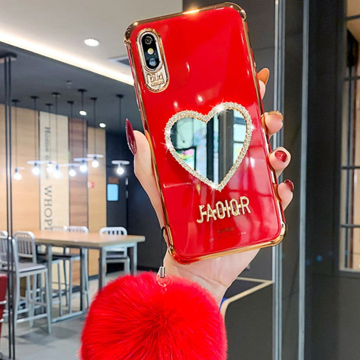 Coque iPhone avec miroir en coeur Rouge