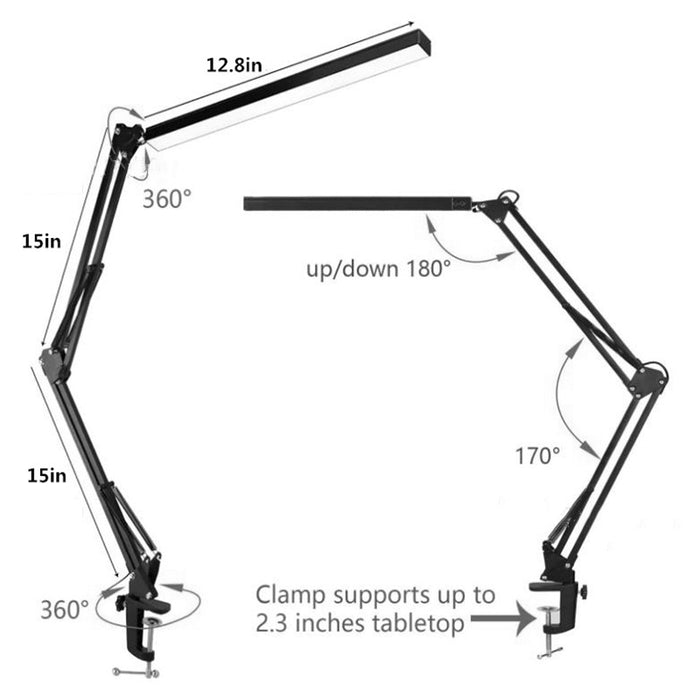 Lampe de bureau LED articulée avec pince de fixation