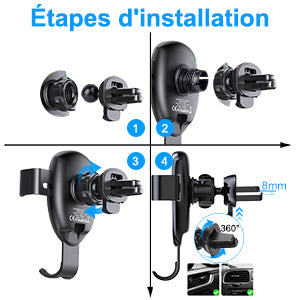 CHOETECH Chargeur sans Fil Rapide Voiture,10W/7.5W Chargeur Induction pour iPhone 11 Pro Max/11 Pro/11/XS/XS Max/XR/X/8/8+,S20 S10+ Note 10 S9 S9+ S8 S8+ Note 9 8,Huawei Mate 30 Pro et 5W LG V30+