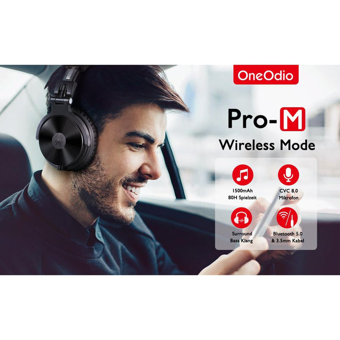 OneOdio Casque Bluetooth supra-auriculaire, sans fil, avec 80 heures d'autonomie, microphone CVC 8.0, pour PC, ordinateur portable