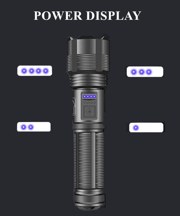 Lampe torche LED 2000lm blanc froid 6000K, rechargeable