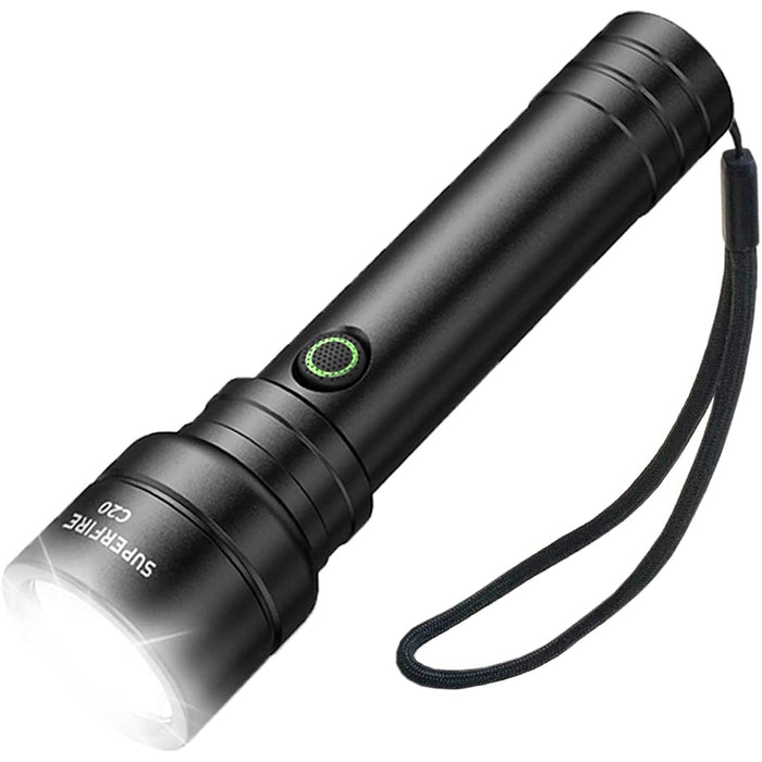 Supfire - Lampe torche LED 1100lm blanc froid 6000K, rechargeable