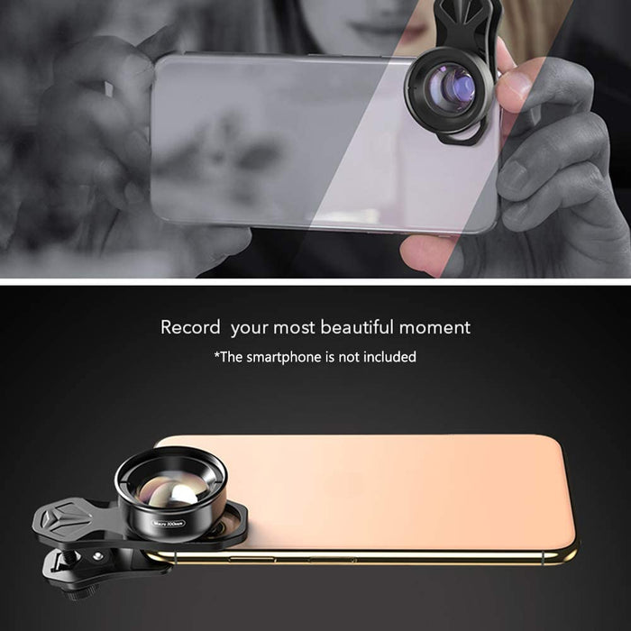 APEXEL APL-HB100mm Objectif Macro Universel pour Smartphone 4K HD Objectif de caméra pour téléphone sans Distorsion Arrière-Plan Flou Compatible avec iPhone 11 / XS/XS Max/XR/X / 8/8 Plus