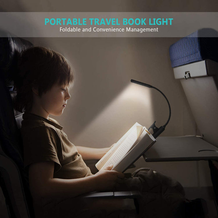 Lampe de Lecture Rechargeable, OMERIL Liseuse Lampe 6 LED (Blanc Froid/Jaune Chaud) 3 Mode Luminosité Cou Flexible 360° pour Livre au Lit, Lampe Clip pour eReaders/Nuit/Voyage Câble USB Inclus