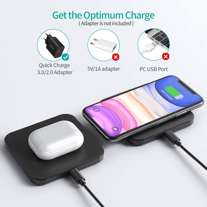 CHOETECH Chargeurs sans Fil Rapide 2 Pack, 7.5/10W Chargeur Induction pour iPhone 12 Pro Max 11 XS Max XR X, Samsung Galaxy S20 S10 S9 S8, Note 20/10/ 9/8, 5W Huawei Mate 30 Pro Blanc/Noir