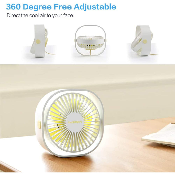 SmartDevil Ventilateur USB,Mini Ventilateur,Ventilateur Silencieux,Portable Ventilateur USB Silencieux 3 Vitesse Réglable USB,USB Ventilateur pour Camping,Bureau,Sport,Voyage,Alimenté par USB(Bleu)