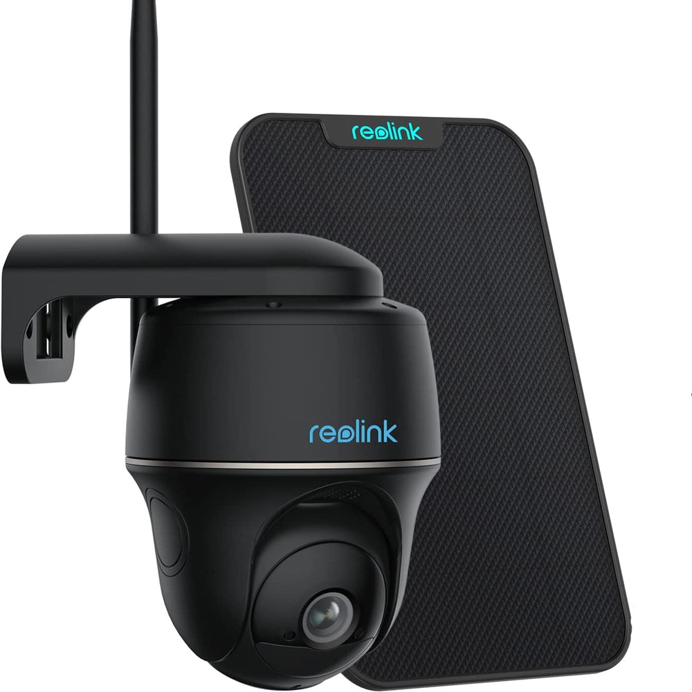 Reolink Argus PT Noir - Caméra solaire Wifi 2K 360° avec carte SD Kingston 32Go inclus - Détection intelligente