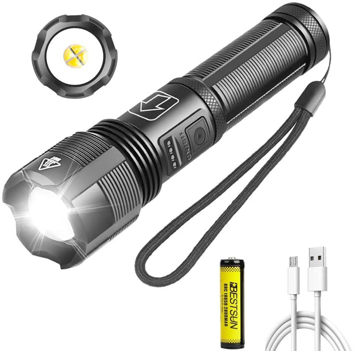 Lampe torche LED 2000lm blanc froid 6000K, rechargeable