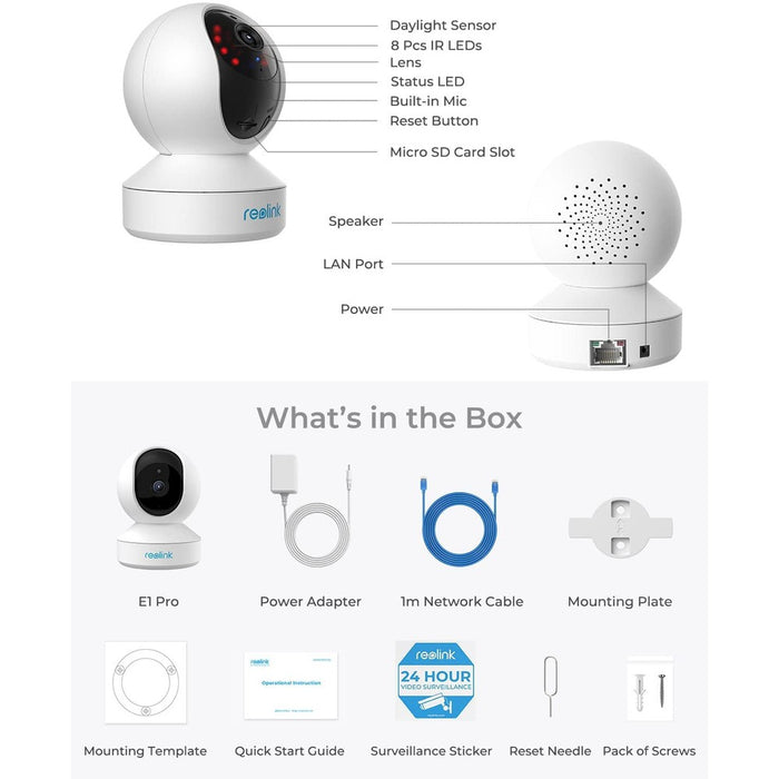 Reolink E1 Pro - Caméra WiFi Interieure 360° 4MP - Wifi double bande