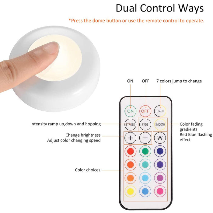 LEDGLE 18W Éclairage Sous Meuble Cuisine Spot LED Lampe de Placard Sans Fil avec Télécommande, Etanche IP44, Lot de 6