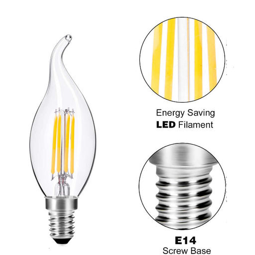 Wedna Lot de 10 ampoules LED E14 pour lustre, 4 W de rechange pour ampoules halogènes de 40 W, ampoules à filament, ampoules à LED, blanc chaud 2700 K 420 lm, intensité non variable – Type B