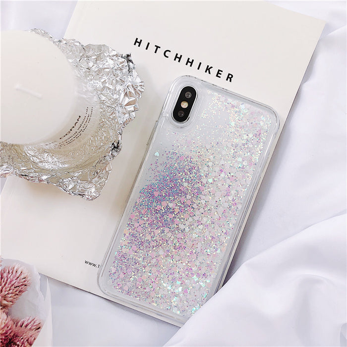 Coque iPhone paillettes blanches