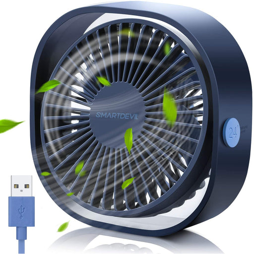 SmartDevil Ventilateur USB,Mini Ventilateur,Ventilateur Silencieux,Portable Ventilateur USB Silencieux 3 Vitesse Réglable USB,USB Ventilateur pour Camping,Bureau,Sport,Voyage,Alimenté par USB(Bleu)