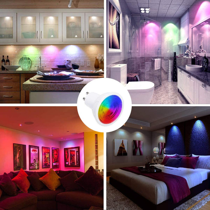 iLC Ampoule Led MR16 GU10 RGB Spot Culot led Changementde Couleur, Ampoules Led RGBW Dimmable Blanc chaud (2700K) Spots LED - Télécommande infrarouge incluse (paquet de 4)