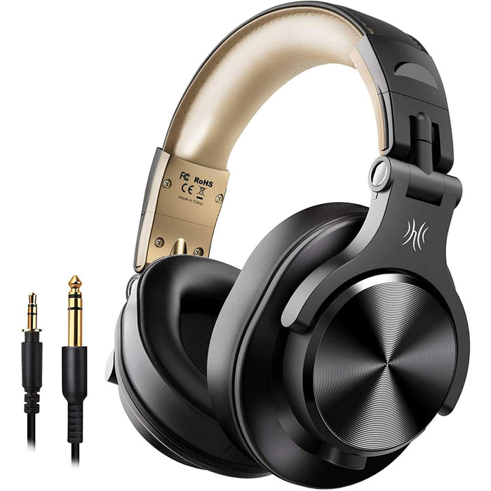 Casque Bluetooth 50 Heures d’Autonomie OneOdio A70 Casque Audio Sans Fil avec Microphone Antibruit CVC 8.0, Casque Studio, Casque Monitoring, Compatible Smartphone Tablette PC Piano Guitare AMP (Noir)