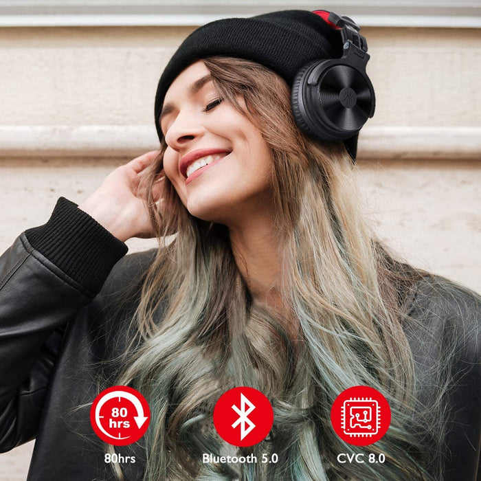 OneOdio Casque Bluetooth supra-auriculaire, sans fil, avec 80 heures d'autonomie, microphone CVC 8.0, pour PC, ordinateur portable