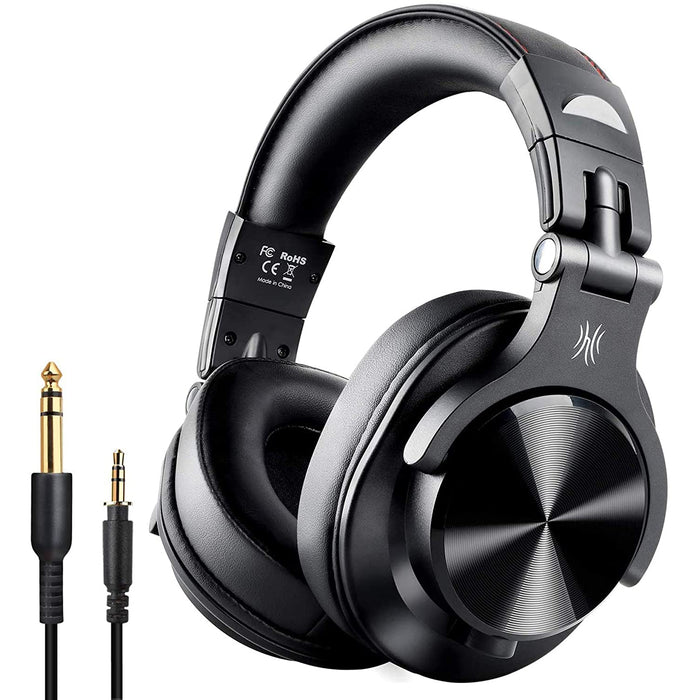 Casque Bluetooth 50 Heures d’Autonomie OneOdio A70 Casque Audio Sans Fil avec Microphone Antibruit CVC 8.0, Casque Studio, Casque Monitoring, Compatible Smartphone Tablette PC Piano Guitare AMP (Noir)