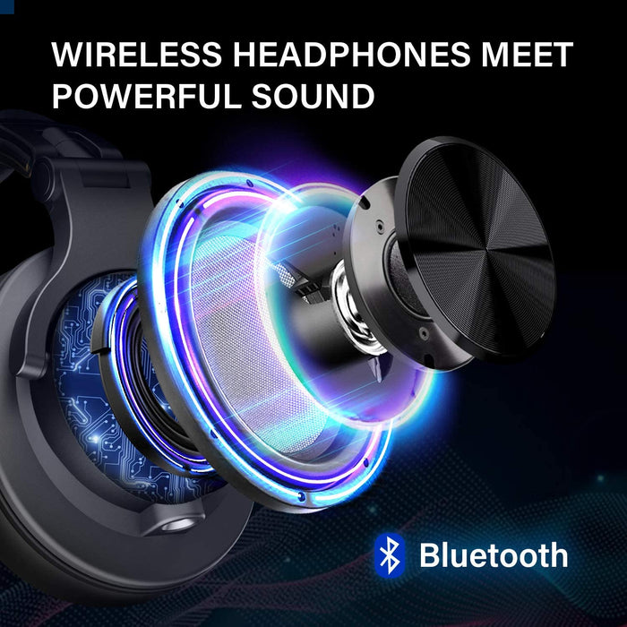 Casque Bluetooth 50 Heures d’Autonomie OneOdio A70 Casque Audio Sans Fil avec Microphone Antibruit CVC 8.0, Casque Studio, Casque Monitoring, Compatible Smartphone Tablette PC Piano Guitare AMP (Noir)