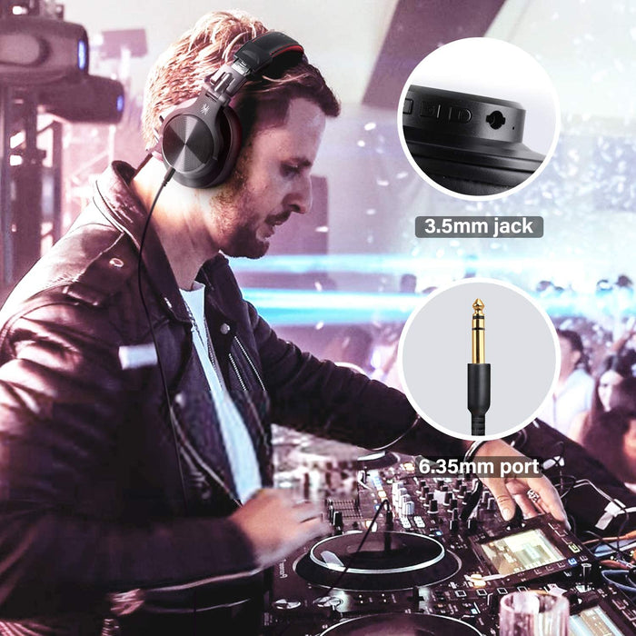 Casque Bluetooth 50 Heures d’Autonomie OneOdio A70 Casque Audio Sans Fil avec Microphone Antibruit CVC 8.0, Casque Studio, Casque Monitoring, Compatible Smartphone Tablette PC Piano Guitare AMP (Noir)
