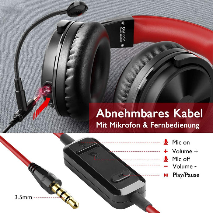 OneOdio Casque Bluetooth supra-auriculaire, sans fil, avec 80 heures d'autonomie, microphone CVC 8.0, pour PC, ordinateur portable