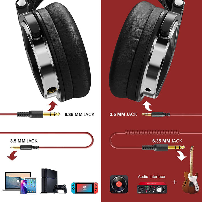 Casque DJ, OneOdio Pro10 Casque Audio Studio Professionnel, Casque Filaire, Casque de Monitoring, Son Parfait pour Synthétiseur PC TV Tablette Smartphone (Noir)
