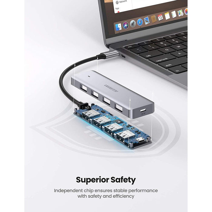 UGREEN Hub USB C 4 Ports USB 3.0 Adaptateur USB Type C Hub pour Macbook Pro Macbook Air 2020 Dell XPS USB C Smartphones Tablettes avec Port de Charge Micro USB