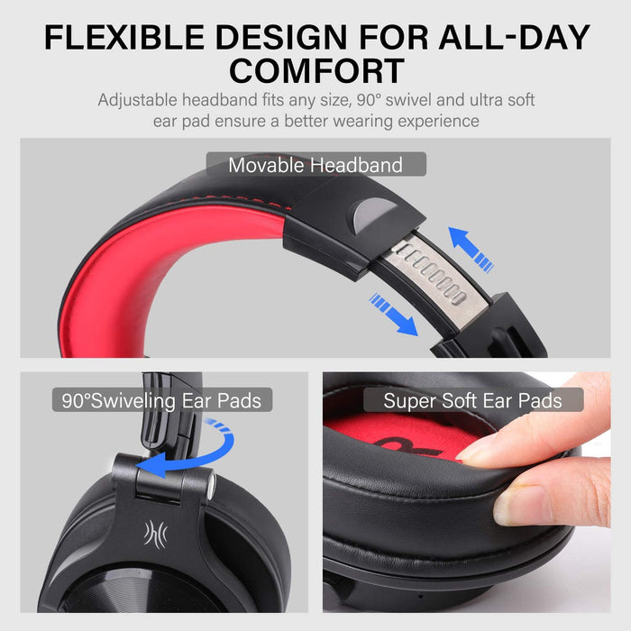 Casque Bluetooth 50 Heures d’Autonomie OneOdio A70 Casque Audio Sans Fil avec Microphone Antibruit CVC 8.0, Casque Studio, Casque Monitoring, Compatible Smartphone Tablette PC Piano Guitare AMP (Noir)