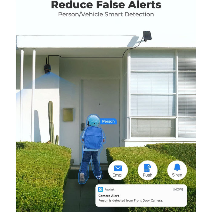 Reolink Argus PT Noir - Caméra solaire Wifi 2K 360° avec carte SD Kingston 32Go inclus - Détection intelligente