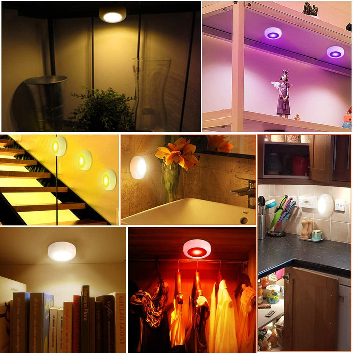 LEDGLE 18W Éclairage Sous Meuble Cuisine Spot LED Lampe de Placard Sans Fil avec Télécommande, Etanche IP44, Lot de 6