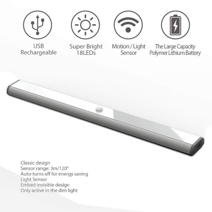 Bar LED magnétique sans fil, rechargeable par USB, blanc froid 3000K