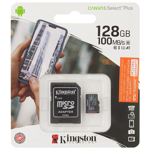 Kingston Canvas Select Plus - Carte Micro SD 128Go SDCS2 Class 10+ Adaptateur inclus