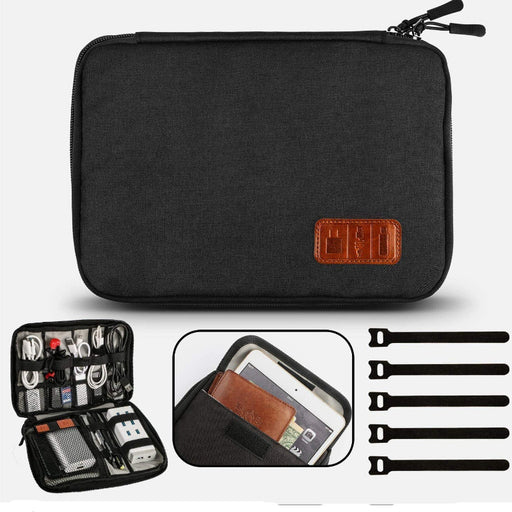 Gibot Câbles Organisateur de Sac Electroniques Portable Pochette Rangement Multifonctionnel Sac Organisateur de pour Câbles,Clé USB,Disque Dûr,Cartes Mémoires,Chargeur, Imperméable Noir