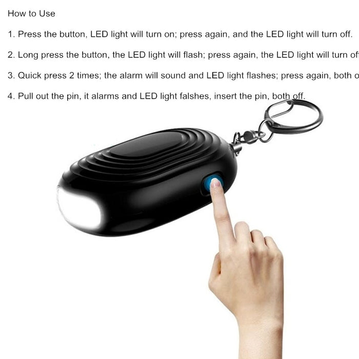 ARIZA - Alarme sonore 120db de poche, avec porte-clés et torche LED
