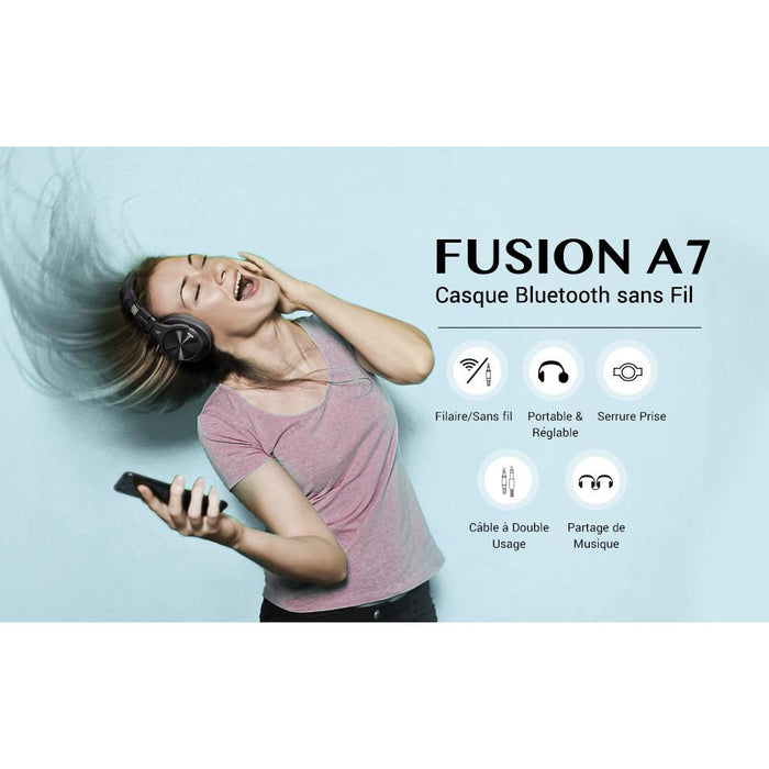 Casque Bluetooth 50 Heures d’Autonomie OneOdio A70 Casque Audio Sans Fil avec Microphone Antibruit CVC 8.0, Casque Studio, Casque Monitoring, Compatible Smartphone Tablette PC Piano Guitare AMP (Noir)