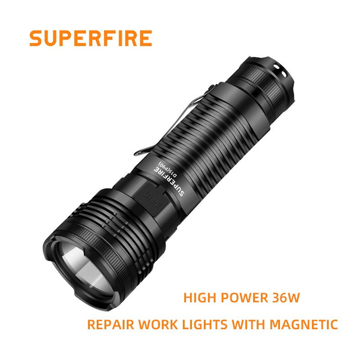 Supfire - Lampe torche LED 2000lm blanc froid 6000K, rechargeable