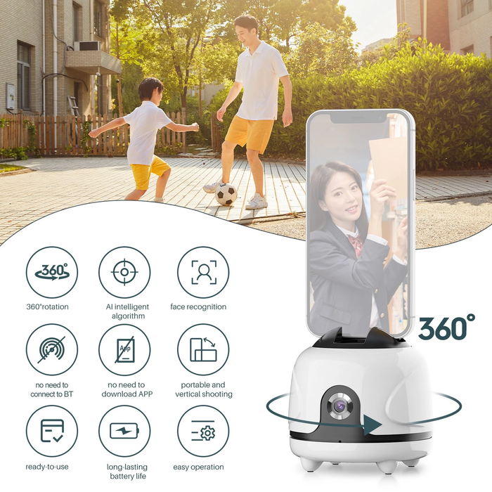 Ulanzi Cameraman - Support vidéo sans fil pour smartphone avec suivi de visage 360 degrés