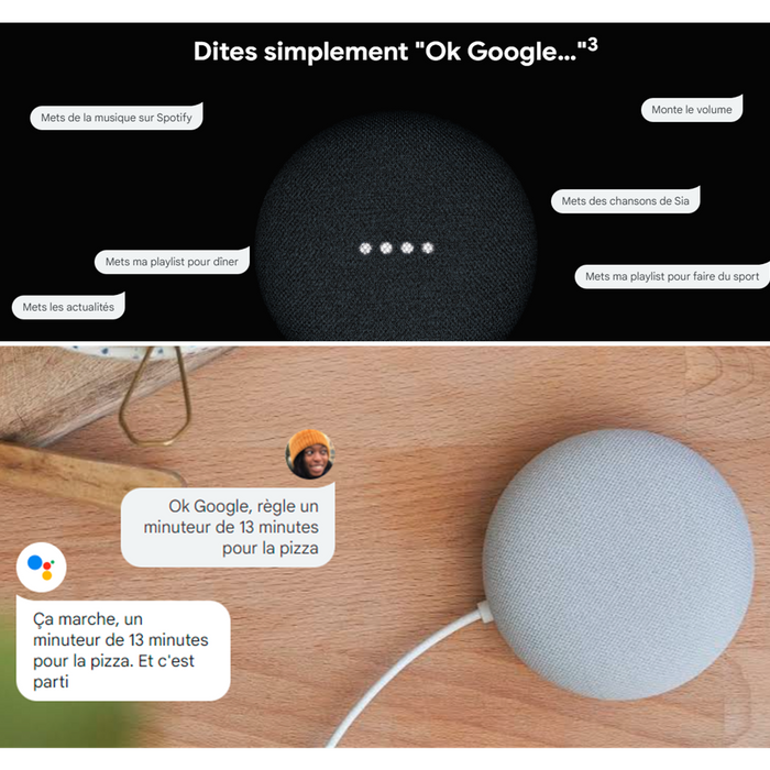 Google Next mini Enceinte intelligente Galet