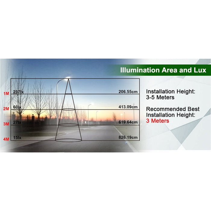 Lampadaire LED solaire 8W 850lm, avec détecteur de mouvement, 6000K-Tektek