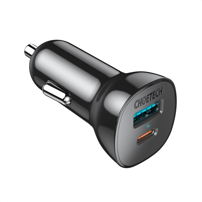 CHOETECH- Chargeur de Voiture 38W - 1 port USB 1port USB-C