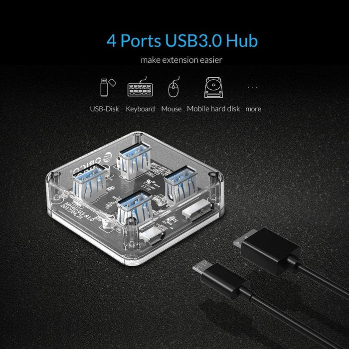 ORICO - Hub carré 4 ports USB 3.0, transparent
