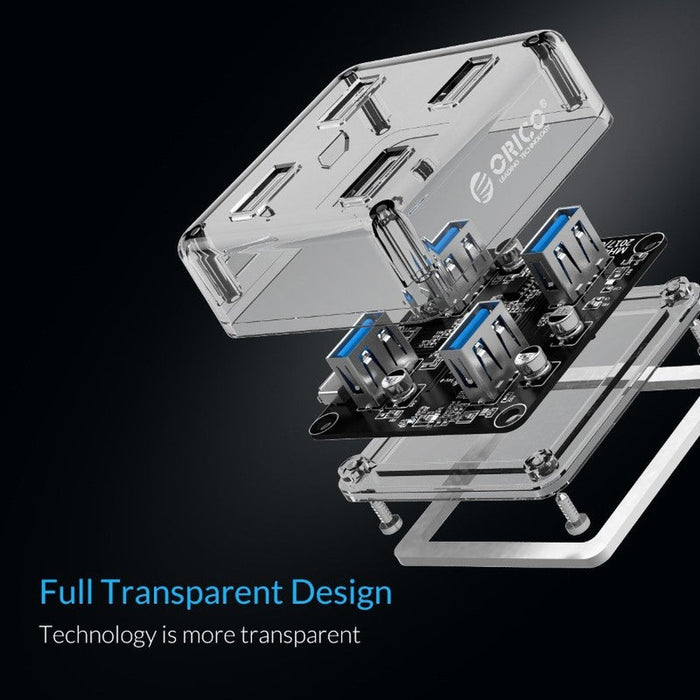 ORICO - Hub carré 4 ports USB 3.0, transparent