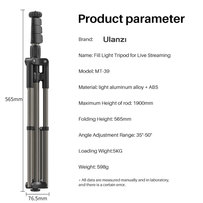 Ulanzi MT-39 - Trépied 190cm pour smartphone et appareils photo