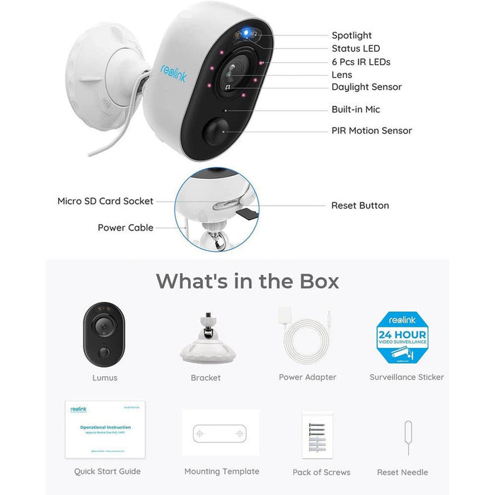 Reolink Lumus - Caméra Wifi extérieure QHD 4MP avec projecteurs LED, 2.4/5ghz