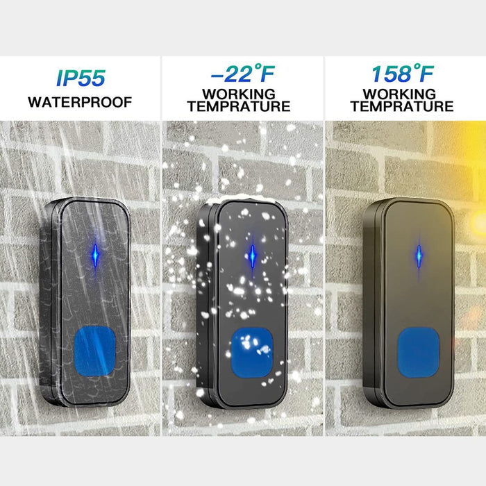 Sonnette sans fil, 55 mélodies, 5 niveaux de volume, IP55, portée 300 Mètres