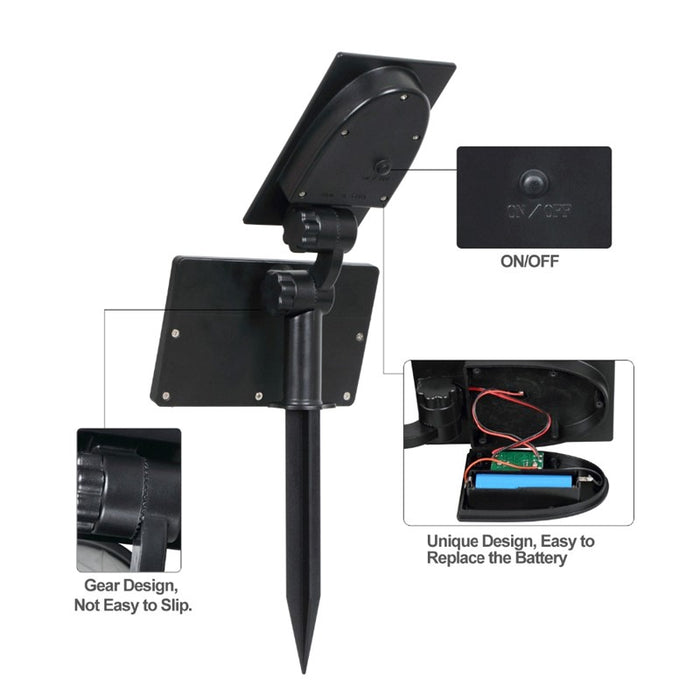Spot LED solaire 50leds 200lm pour jardin, étanche-Spots solaires pour jardin-Tektek