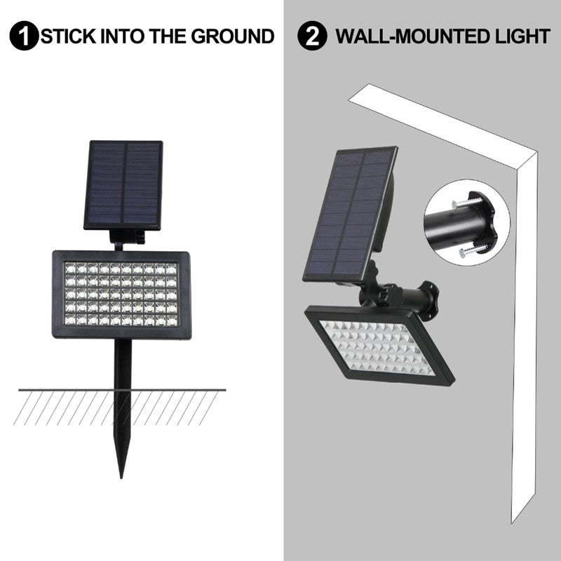 Spot LED solaire 50leds 200lm pour jardin, étanche