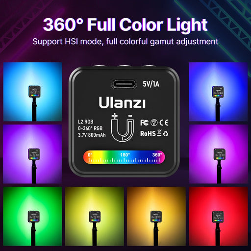 Ulanzi L2RGB - Projecteur LED multicolore rechargeable, magnétique