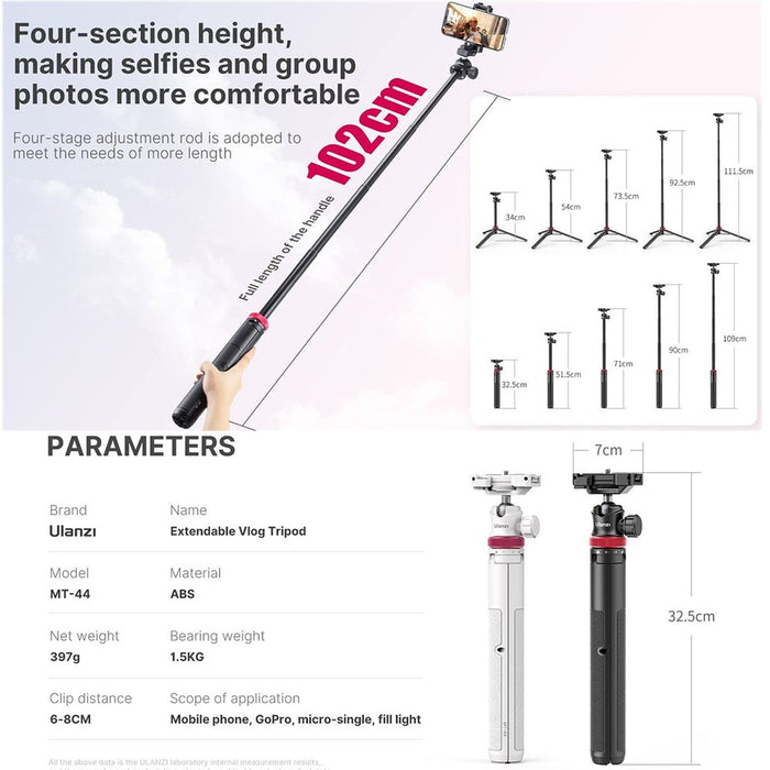 Ulanzi MT-44 - Trépied 102cm pour smartphone et appareils photo