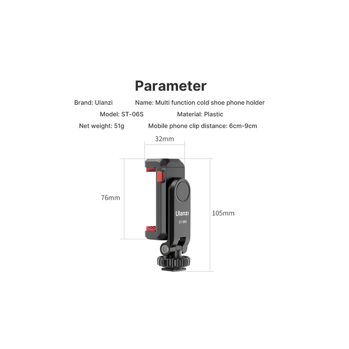 Ulanzi ST-06S - Support de trépied pour smartphone, rotation 360°