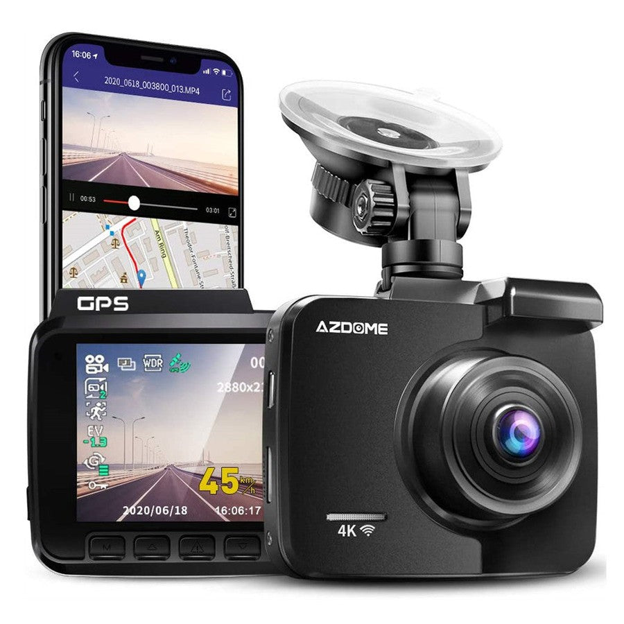 Azdome - Caméra embarquée double (avant + arrière), résolution Ultra HD, GPS, mode parking, Vision Nocturne, détection de chocs